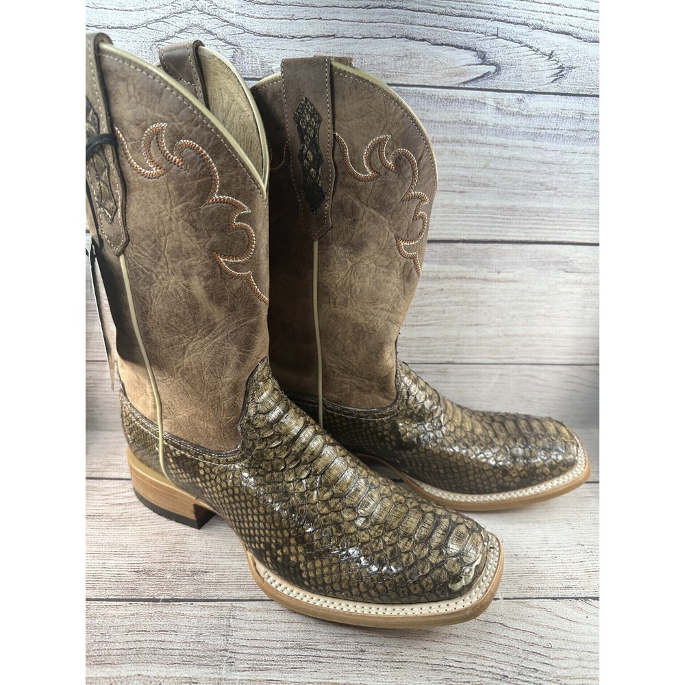 Cody James Men's Exotic Python Western Boots Brown Square Toe Size US 9D BB42